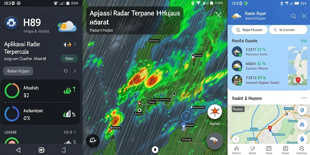Tampilan antarmuka aplikasi Radar Hujan H89 yang informatif.