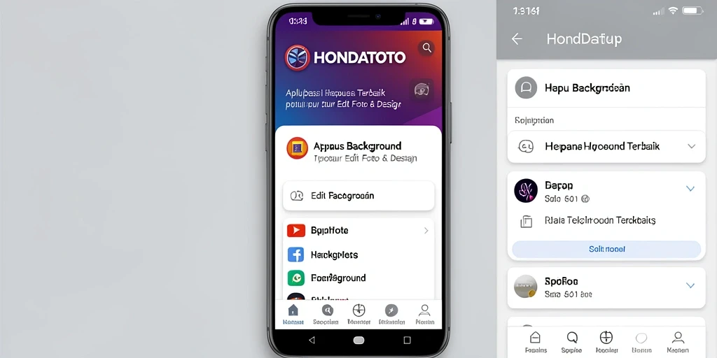 Antarmuka aplikasi HONDATOTO yang efisien dalam menghapus background.
