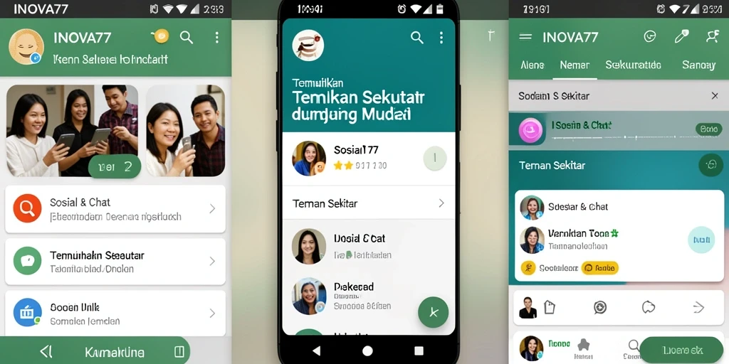 Tampilan antarmuka aplikasi Teman Sekitar INOVA77 yang ramah pengguna.